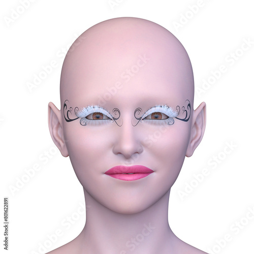 女性の顔アップ 3DCGレンダリング
