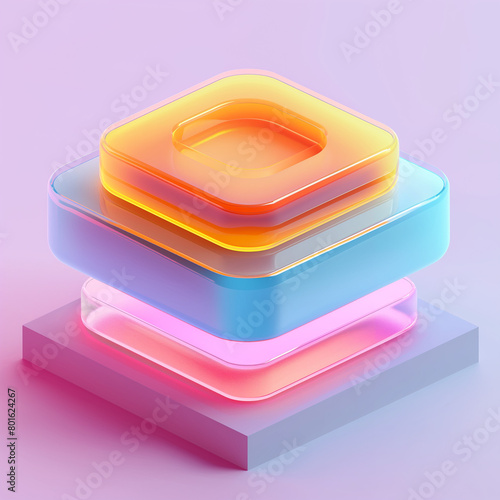 Colorful 3D Glass-Like Abstract Shapes