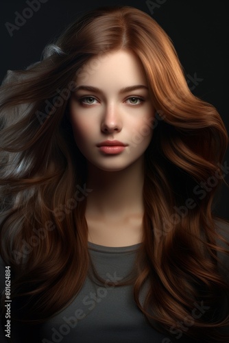 woman's silky and healthy hair portrait Generative AI