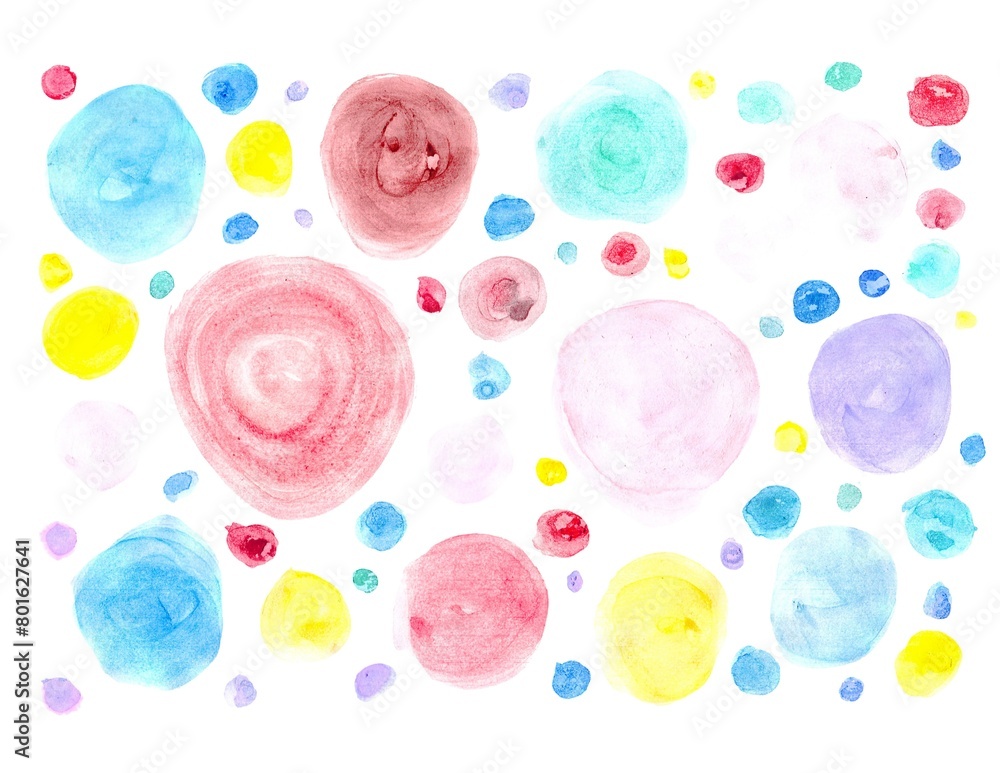 Hand painted colorful circles on white background. Abstract colorful artwork. Modern painting. Hand painted colorful circles on white background. Abstract colorful artwork. Modern painting.