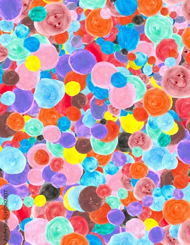 seemless patterns - 1Hand painted abstract colorful circles paint background.