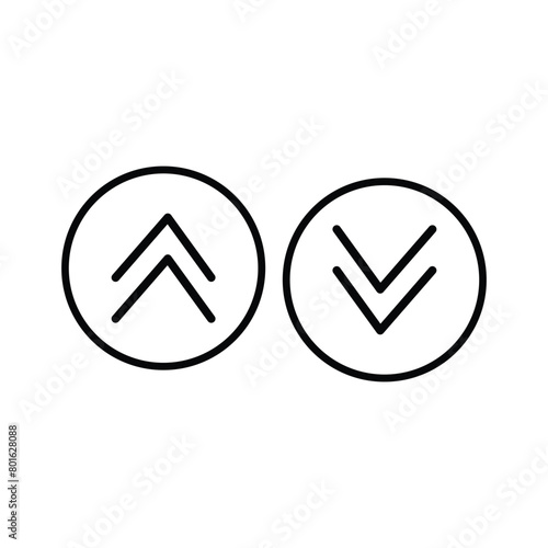 Swipe up-down arrow icon vector isolated on circle line background. filled flat sign, solid pictogram isolated on white background. Exchange symbol, logo. Vector illustration. Eps file 62.