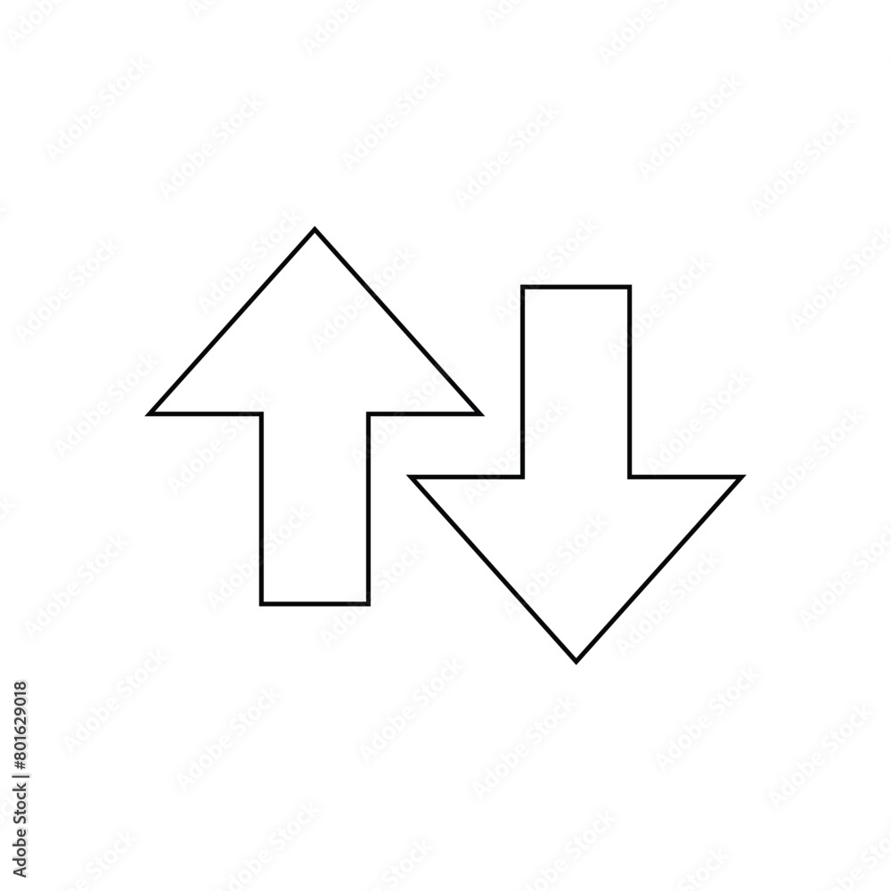 Black Up and Down Arrows icon vector isolated on white background, logo concept of Up and Down Arrows sign on white background. Vector illustration. Eps file 67. Black Up and Down Arrows icon vector isolated on white background, logo concept of Up and Down Arrows sign on white background. Vector illustration. Eps file 67.