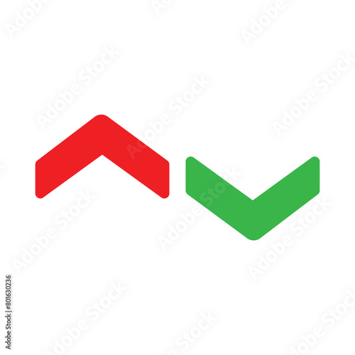 web red arrow up and green down arrow icon on white background. Swipe up-down arrow icon symbol vector in rounded ends style. Vector illustration. Eps file 76.