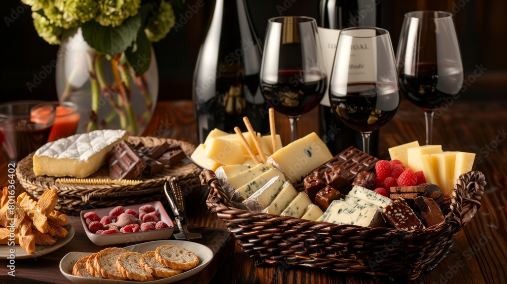 User
Gourmet Gift: A high-end gourmet food basket filled with fine wines, cheeses, and chocolates, styled beautifully