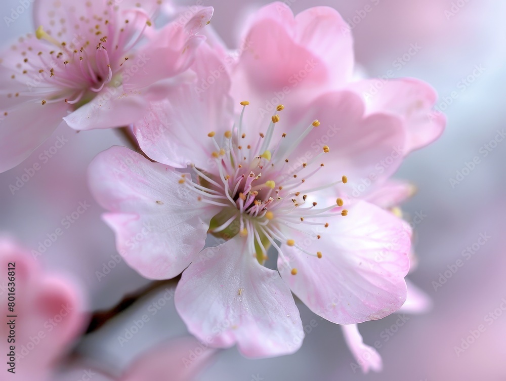 Delicate pink cherry blossom flowers in bloom Delicate pink cherry blossom flowers in bloom