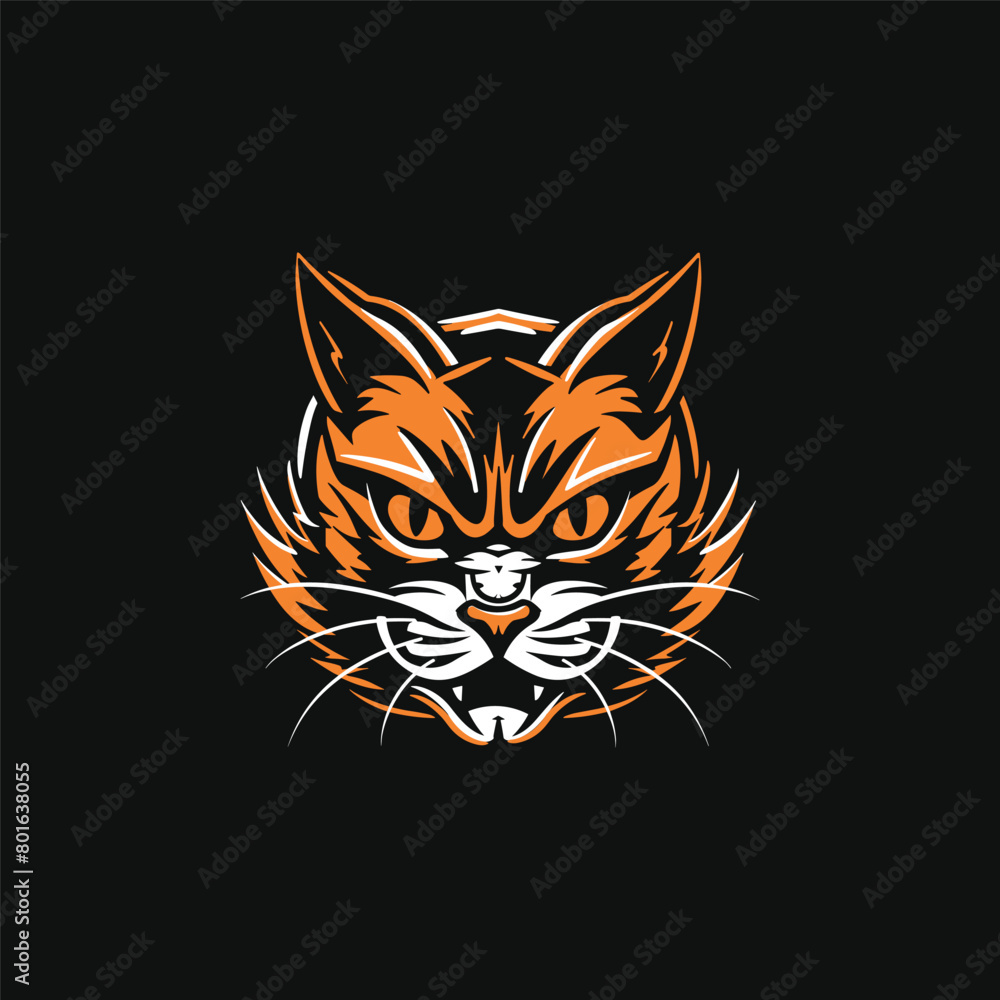 Obraz premium Cat head character logo icon vector illustration