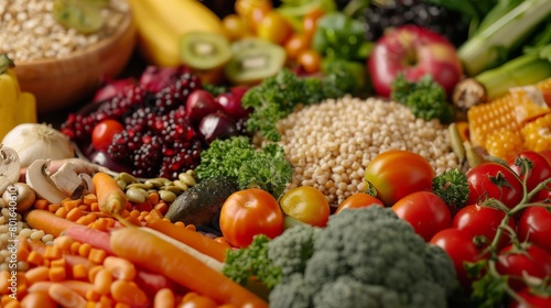 A vibrant display of a wholesome meal  with a focus on fresh  colorful vegetables and grains artfully arranged on a plate  showcasing the appeal of nutritious eating.