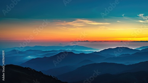 Mountain sunrise landscape with sky © Alizeh