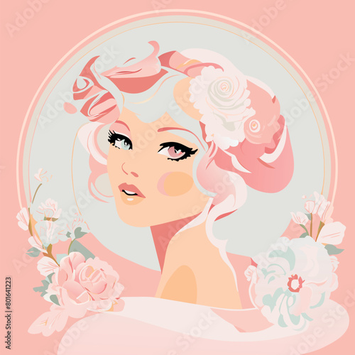 pink themed vintage, vector illustration flat 2