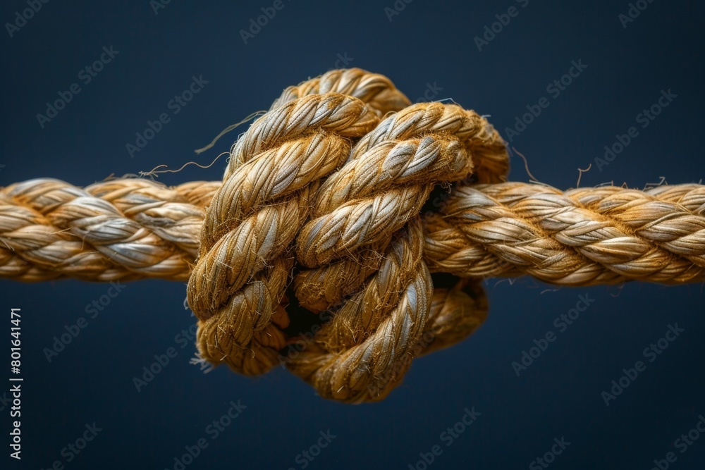 A tied knot on a rope. Business concept. Background with selective focus and copy space A tied knot on a rope. Business concept. Background with selective focus and copy space