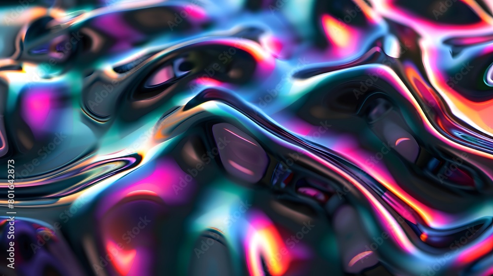 Modern 3D backdrop with moving holographic neon geometrical wavy pattern—a blend of technology and art. Perfect for backgrounds, banners, wallpapers, posters, and covers. Modern 3D backdrop with moving holographic neon geometrical wavy pattern—a blend of technology and art. Perfect for backgrounds, banners, wallpapers, posters, and covers.