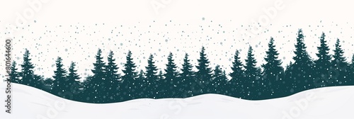 snowy forest pine trees snow falling down flat design commercial banner pale princess skin flurry duplication sparse floating particles aliased shapes
