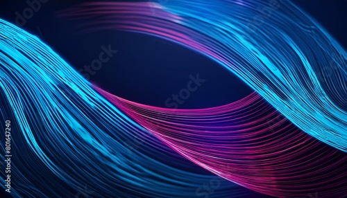 abstract blue and purple illuminated smooth wavy curved lines texture on dark technology background digital data visualization tech business science concept ai generated illustration