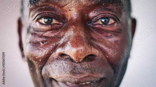 Close-Up Smiling Detailed Middle-Aged 50 to 60 Year Old Man Black or African American