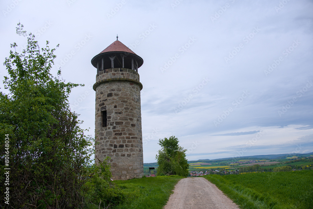 Old tower in the countryside, Sulbergwarte, Duderstadt, Germany