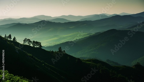 silhouette of a landscape image with green and black gradations