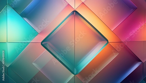 transparent glass with gradient colors background abstract geometry background generative ai