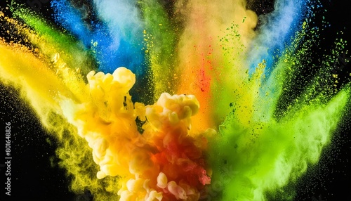 colored powder explosion abstract closeup dust on backdrop colorful explode paint holi