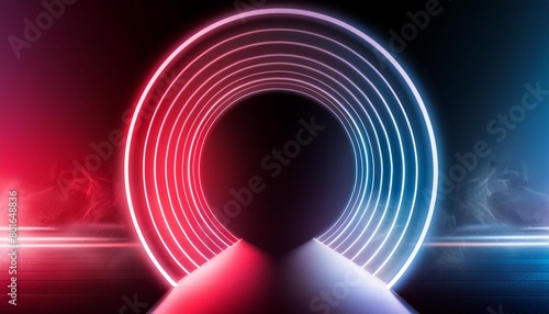 3d render abstract background with red blue neon light
