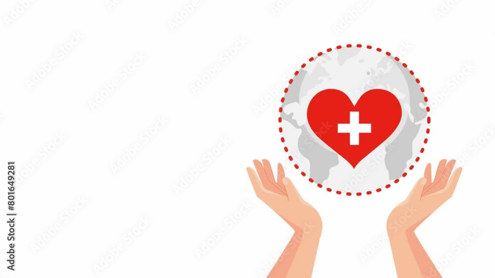 animation of hands and globe with crossed red hearts animation of hands and globe with crossed red hearts