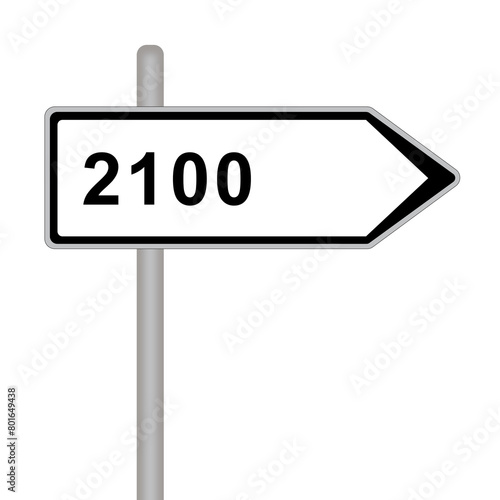 Tableau sur toile Panneau de direction, année 2100.