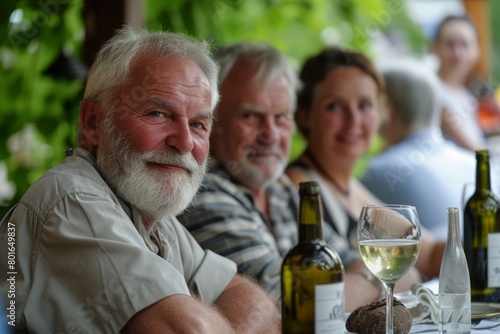 Portrait of a senior man sitting in a restaurant  drinking wine.