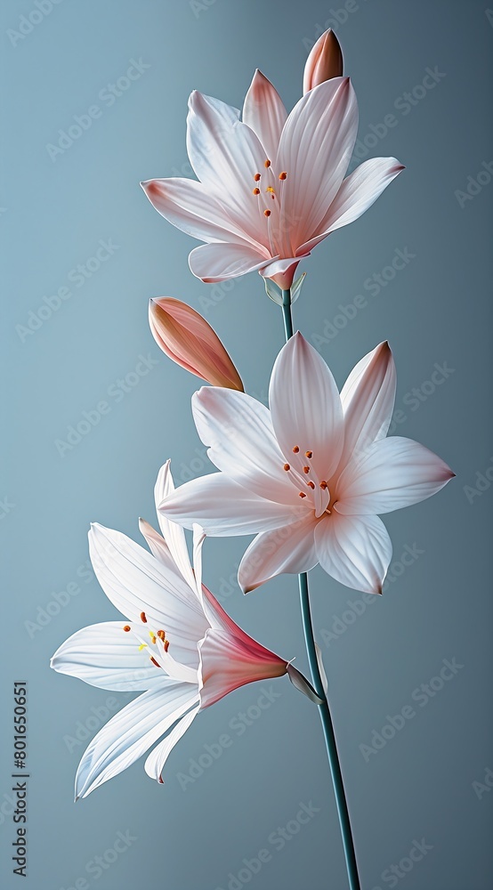 Fototapeta premium three pink flowers vase table pure princess flower tribute life soft surrender