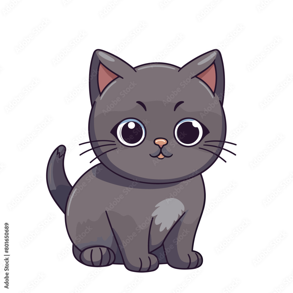 Cute cartoon cat isolated on a white background. Vector illustration. Cute cartoon cat isolated on a white background. Vector illustration.