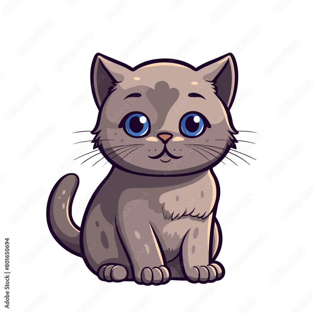 Cute cartoon cat. Vector illustration isolated on a white background. Cute cartoon cat. Vector illustration isolated on a white background.