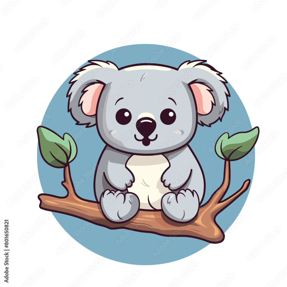 Cute koala sitting on a tree branch. Vector illustration. Cute koala sitting on a tree branch. Vector illustration.