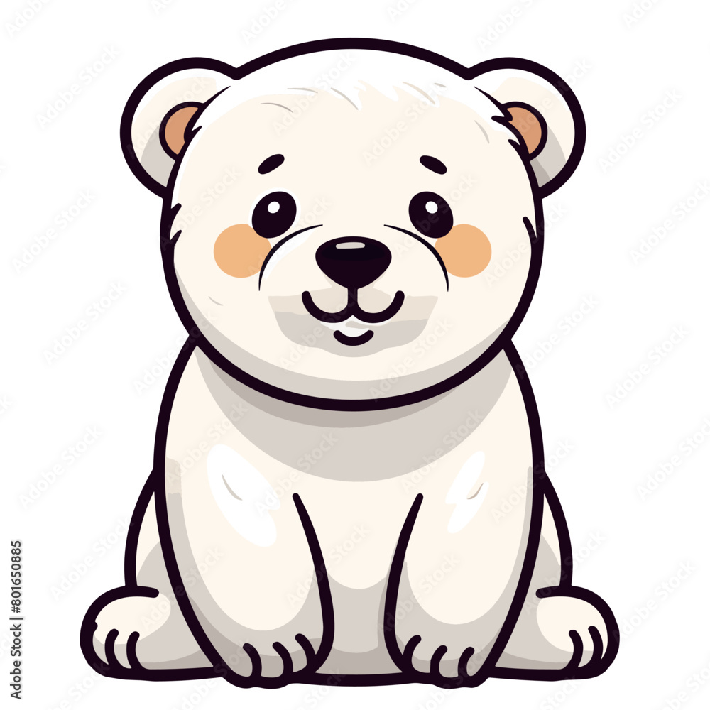 Cute polar bear sitting on a white background. Vector illustration. Cute polar bear sitting on a white background. Vector illustration.
