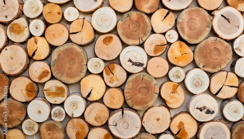 a backdrop of timber logs with a varying hue