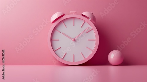 Stylish Pink Alarm Clock on Minimalist Table