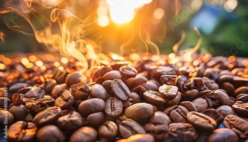 hot roasted coffee beans fire smoke coffee lovers caffeine cheerfulness barista grain roasting aroma background photo