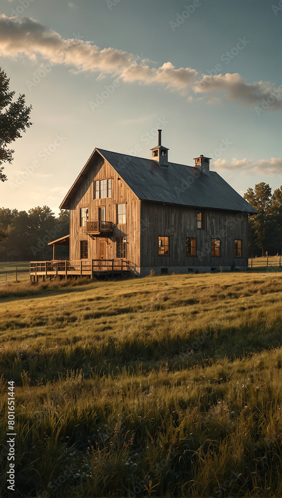 Modern farmhouse on a meadow hill
Modern farmhouse on a meadow hill