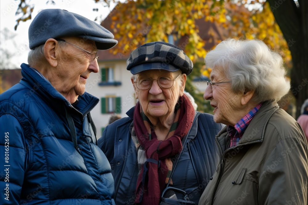 Elderly people walking in the park in autumn. Group of senior friends having fun. Elderly people walking in the park in autumn. Group of senior friends having fun.
