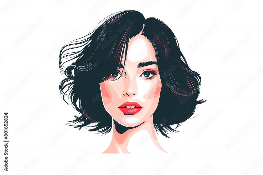 illustration of women short hair style icon, vector logo women face on white background. illustration of women short hair style icon, vector logo women face on white background.