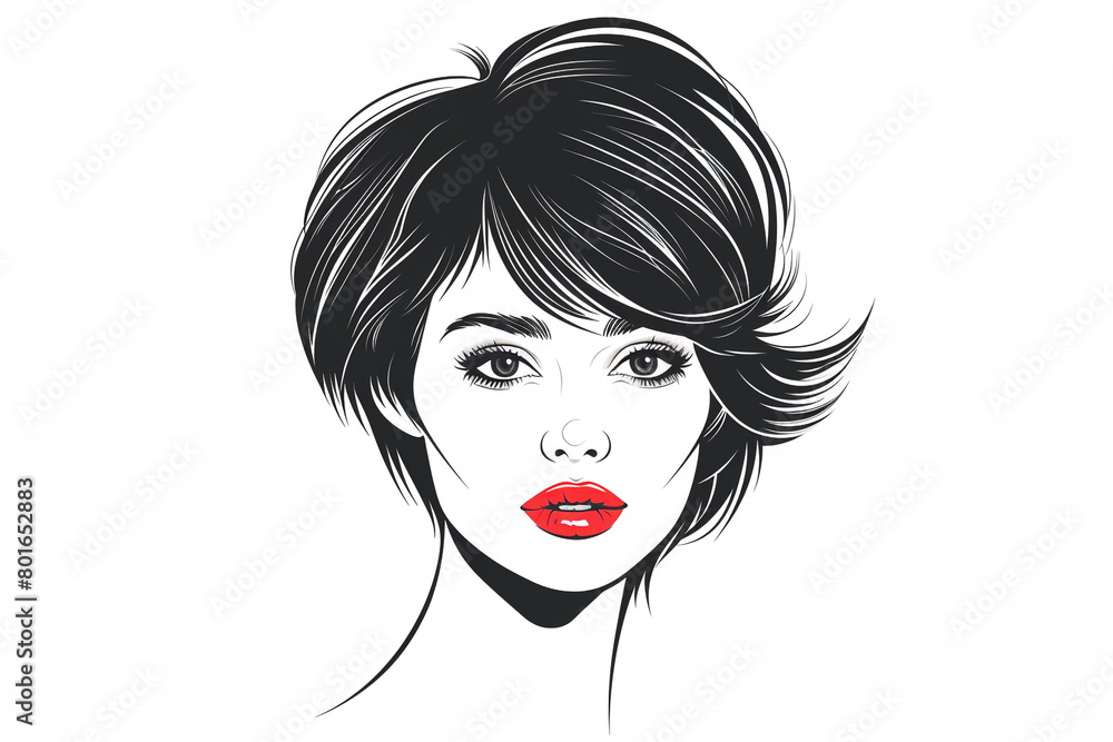 illustration of women short hair style icon, vector logo women face on white background. illustration of women short hair style icon, vector logo women face on white background.