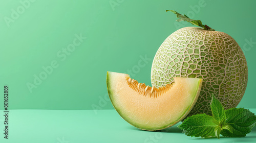 sweet melon fruit in copy space background
 photo