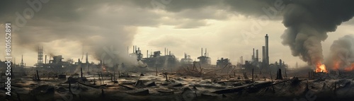 A post-apocalyptic cityscape photo