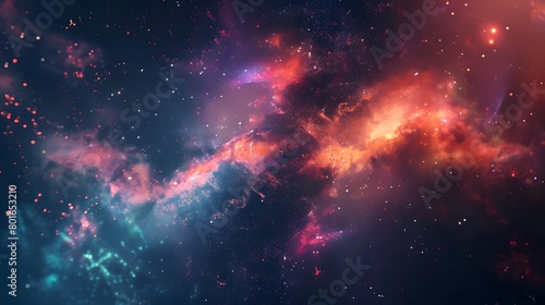 Fototapeta Naklejka Na Ścianę i Meble -  Captivating cosmic spectacle of vibrant nebula colors in deep space background