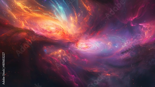 Captivating cosmic spectacle of vibrant nebula colors in deep space background photo