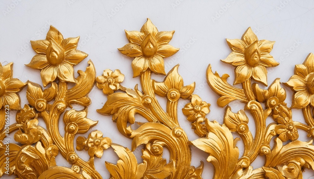 golden fancy floral pattern white background