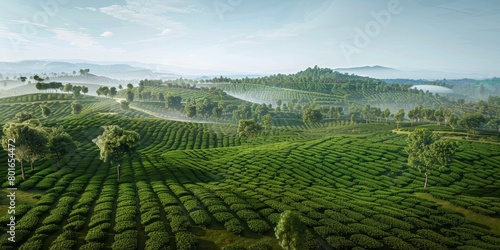 tea plantations from a bird s eye view Generative AI