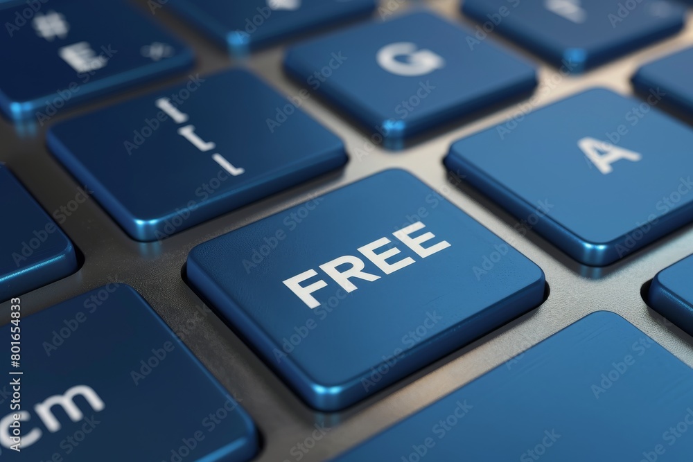 Blue keyboard button with the word Blue keyboard button with the word