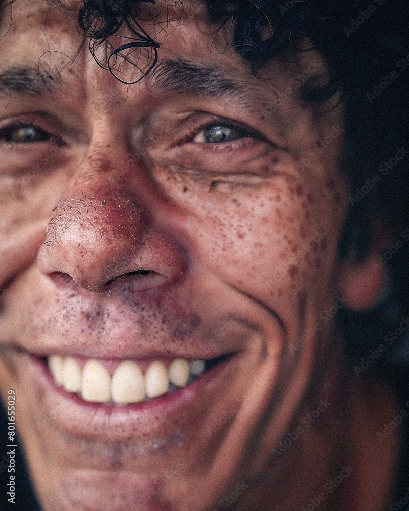 Close-Up Happy Smiling Highly Detailed Man Close-Up Happy Smiling Highly Detailed Man
