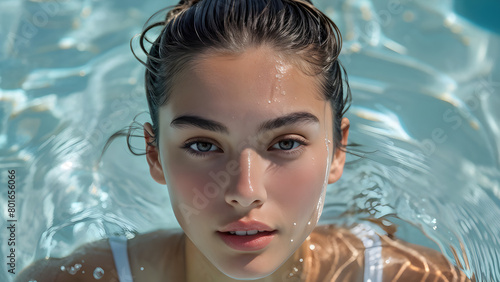 Ponytail Splash Western Swimmer's Hairstyle, Aquatic Elegance Ponytail Style for Western Swimmer, Dynamic Waves Western Swimming Athlete's Ponytail, Western Swim Style Ponytail Look for Athletes