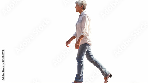 portrait of a mature woman walking, transparent, isolated on white,mature woman walking illustration, transparent background, isolated portrait of mature woman walking, 