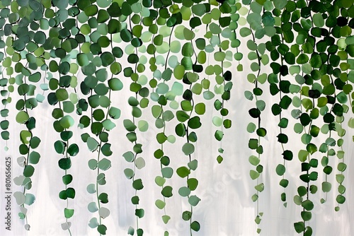 green leaves hanging white curtain string eucalyptus forest background connected nature via vines glass beads amazing shades power washed texture walls weeping willows chiffon photo